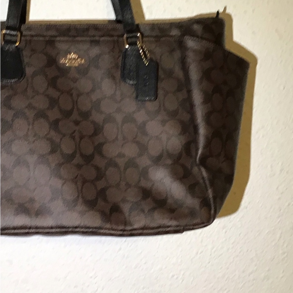 Coach brown/black large tote shoulder bag - Picture 3 of 11